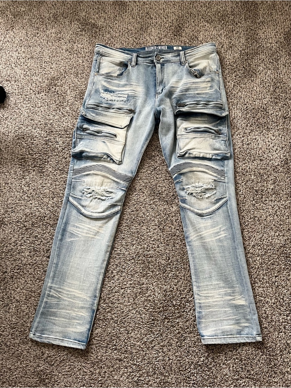 Men’s front side Cargo Jeans Slim Fit Motto knee Size 36